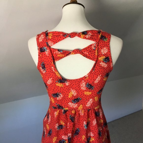 Coral Dandelion and Bow Tied Fit and Flare Mini delias - Picture 10 of 10